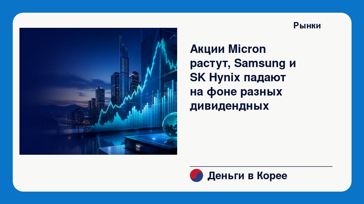 Акции Micron растут, Samsung и SK Hynix падают на фоне разных дивидендных стратегий