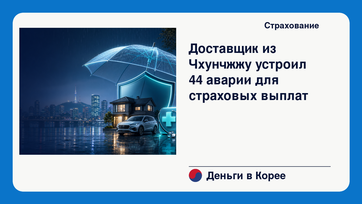 Доставщик из Чхунчжжу устроил 44 аварии для страховых выплат