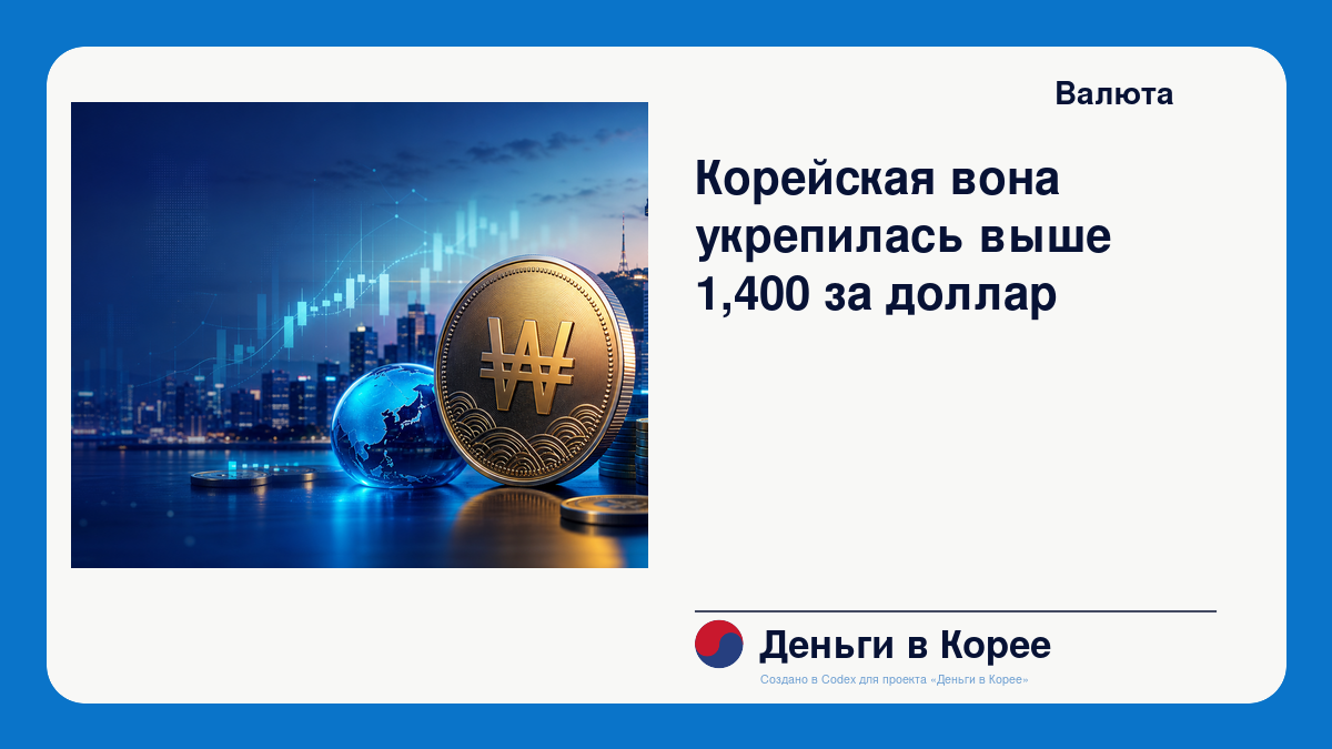 Корейская вона укрепилась выше 1,400 за доллар